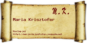 Maria Krisztofer névjegykártya